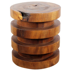 Wood Towering Rings Table 18 in DIA x 20 in H Walnut Oil