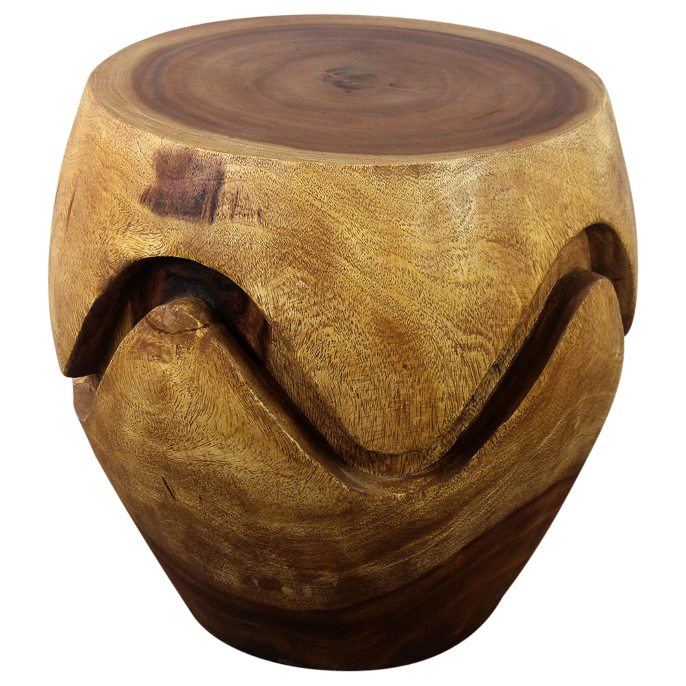 Wood Barrel Puzzle Drum Table 18 DIA x 18 inch High Walnut Oil