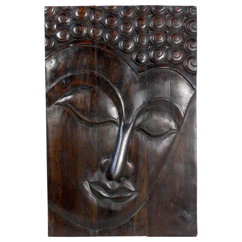 Haussmann® Wood Buddha Panel Serene 24 in x 36 H Mocha Oil - Haussmann Inc