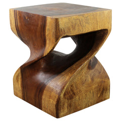 Wood Big Twist DUO End Table 16 SQ x 20 inch High Walnut Oil