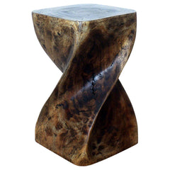 Haussmann® Big Twist Wood Stool Table 12 in SQ x 20 in H Mocha Oil - Haussmann Inc