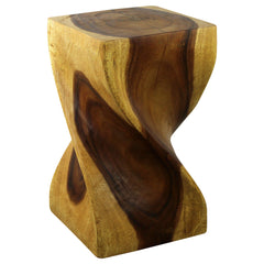 Big Twist Wood Stool Table 12 in SQ x 20 in H Oak Oil