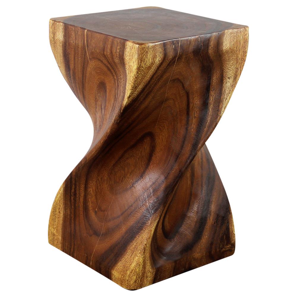 Haussmann® Big Twist Wood Stool Table 12 in SQ x 20 in H Walnut Oil - Haussmann Inc