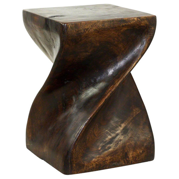 Haussmann® Big Twist Wood Stool Table 14 in SQ x 20 in H Mocha Oil - Haussmann Inc
