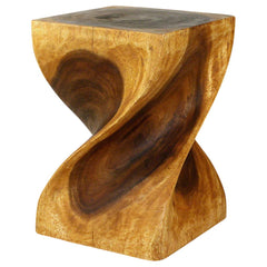 Big Twist Wood Stool Table 14 in SQ x 20 in H Oak Oil