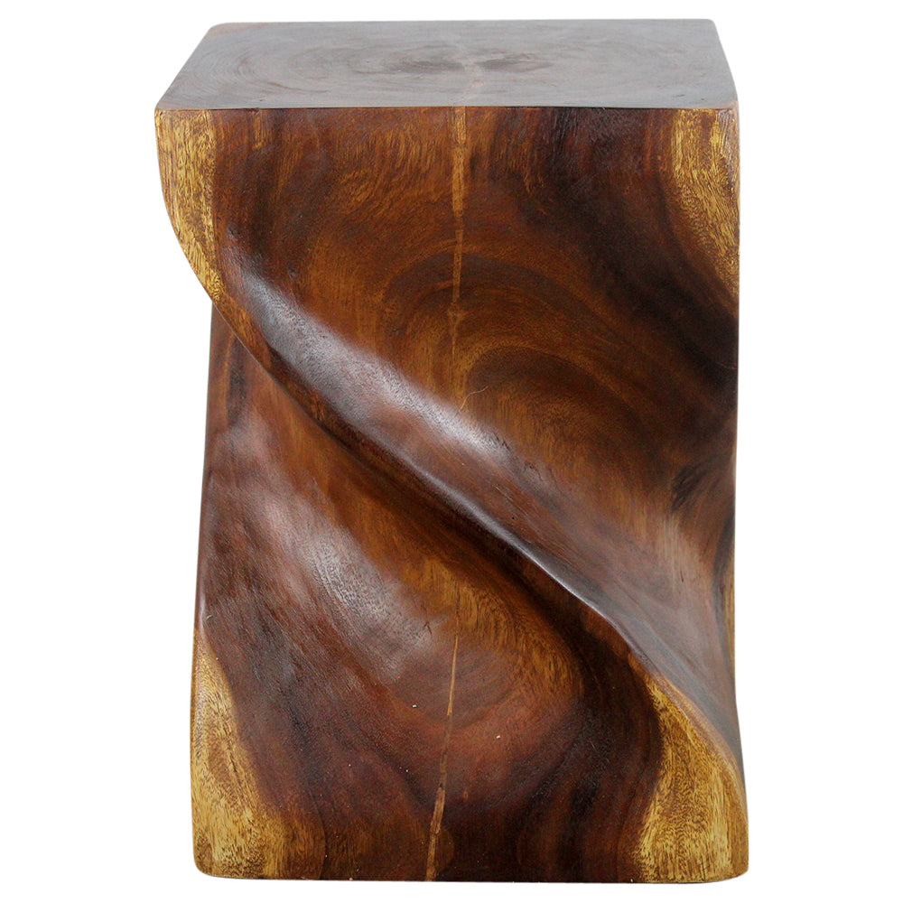 Big Twist Wood Stool Table 14 in SQ x 20 in H Walnut Oil