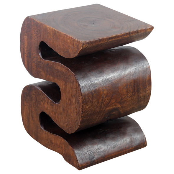 Wood BIG Wave Verve Accent Snake Table 12 x 14 x 18 in H Mocha Oil