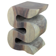 Wood BIG Wave Verve Accent Snake Table 12 x 14 x 20 in H Agate Grey Oil