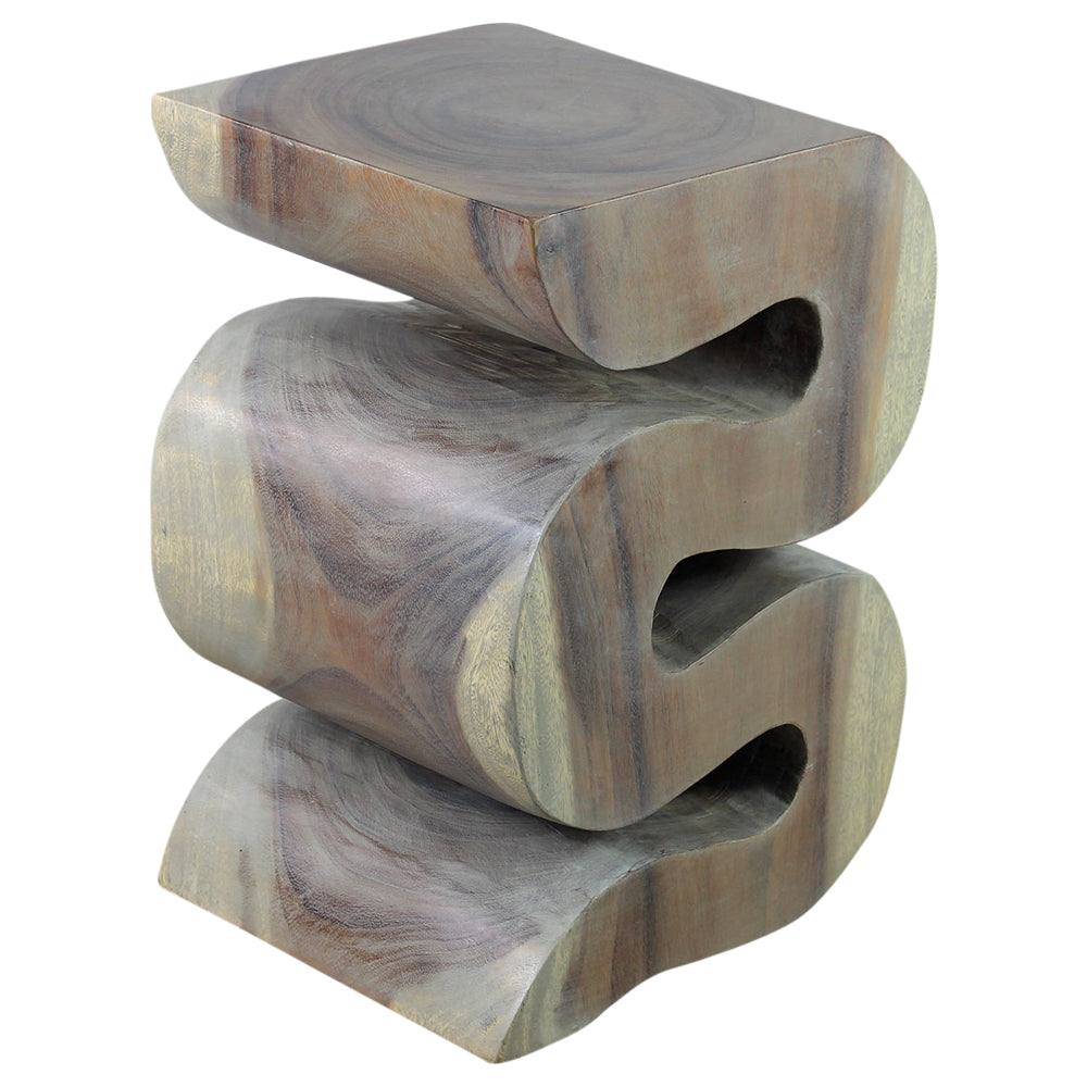 Wood BIG Wave Verve Accent Snake Table 12 x 14 x 20 in H Agate Grey Oil