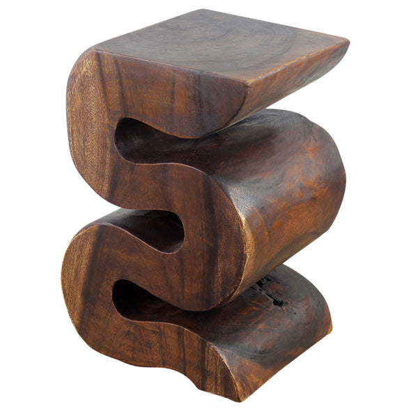 Wood BIG Wave Verve Accent Snake Table 12 x 14 x 20 in H Mocha Oil