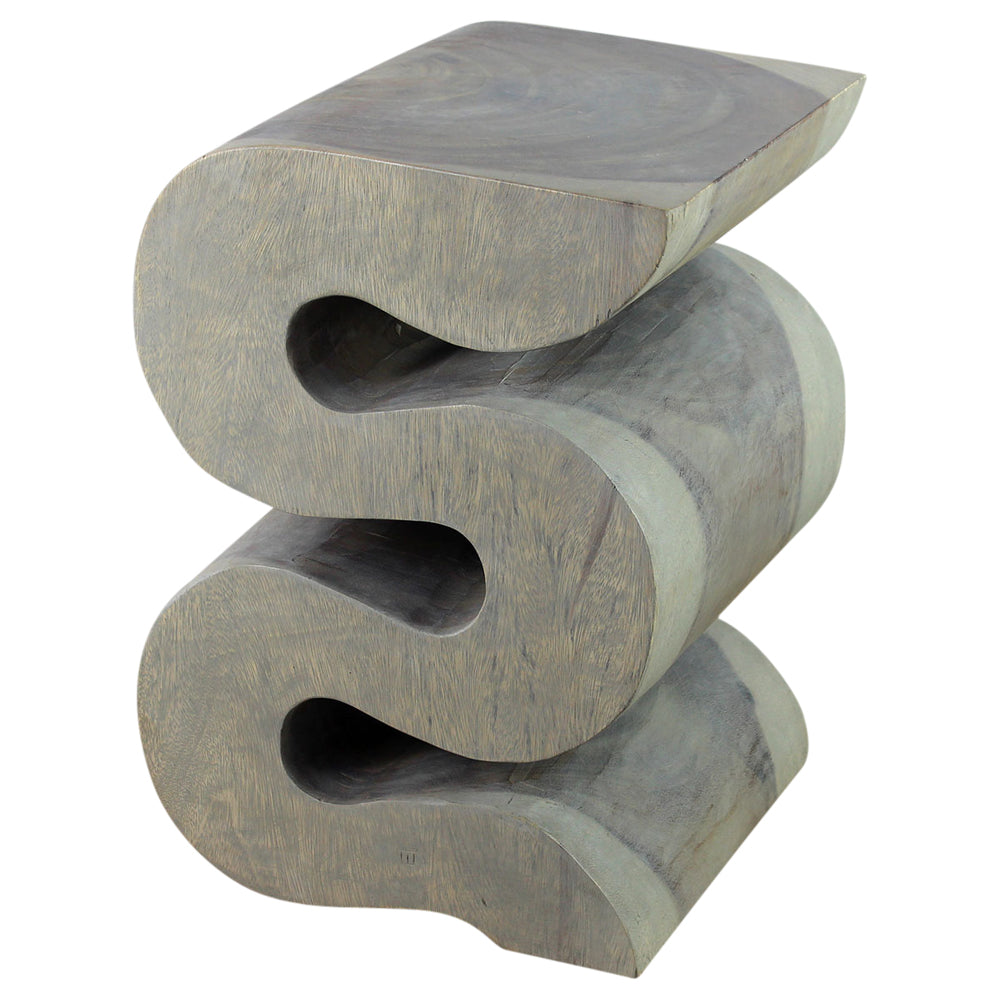 Wood BIG Wave Verve Accent Snake Table 14 x 14 x 20 in H Agate Grey Oil