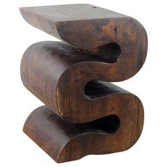 Wood BIG Wave Verve Accent Snake Table 14 x 14 x 20 in H Mocha Oil