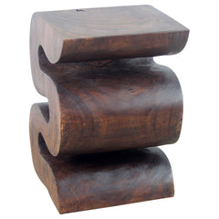 Wood BIG Wave Verve Accent Snake Table 14 x 14 x 20 in H Mocha Oil