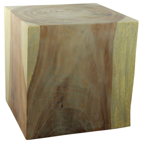 Wood Cube Table 18 in SQ x 18 in High Hollow inside Grey Oil