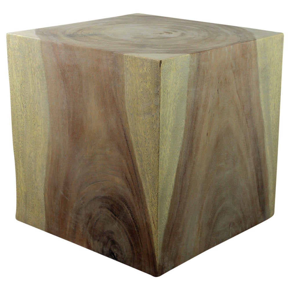 Wood Cube Table 18 in SQ x 18 in High Hollow inside Grey Oil