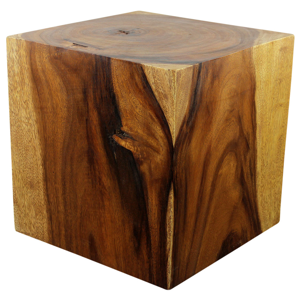 Wood Cube Table 18 in SQ x 18 in High Hollow inside Walnut Oil