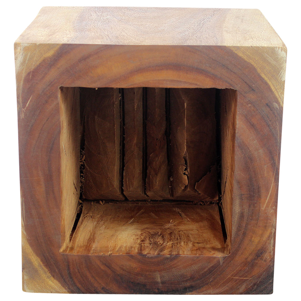 Wood Cube Table 18 in SQ x 18 in High Hollow inside Walnut Oil