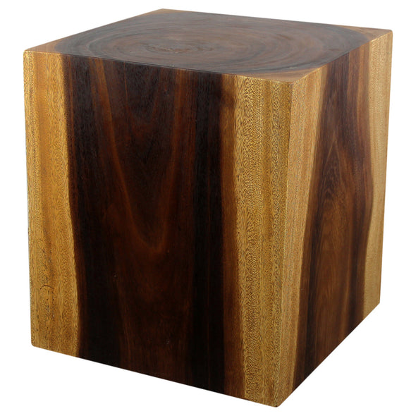 Wood Cube Table 20 in H x 18 in SQ Hollow inside Walnut Oil