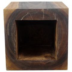 Wood Cube Table 20 in H x 18 in SQ Hollow inside Walnut Oil