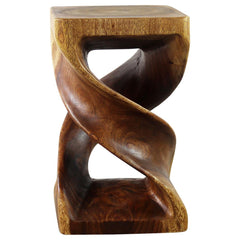 Wood Double Twist Stool Table 12 in SQ x 20 in H Walnut Oil