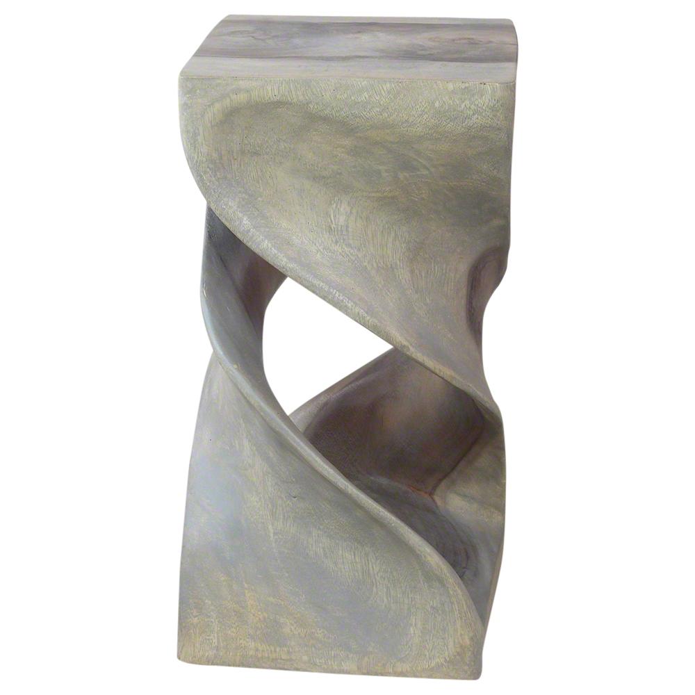 Haussmann® Wood Double Twist Stool Table 12 in SQ x 23 in H Grey Oil - Haussmann Inc