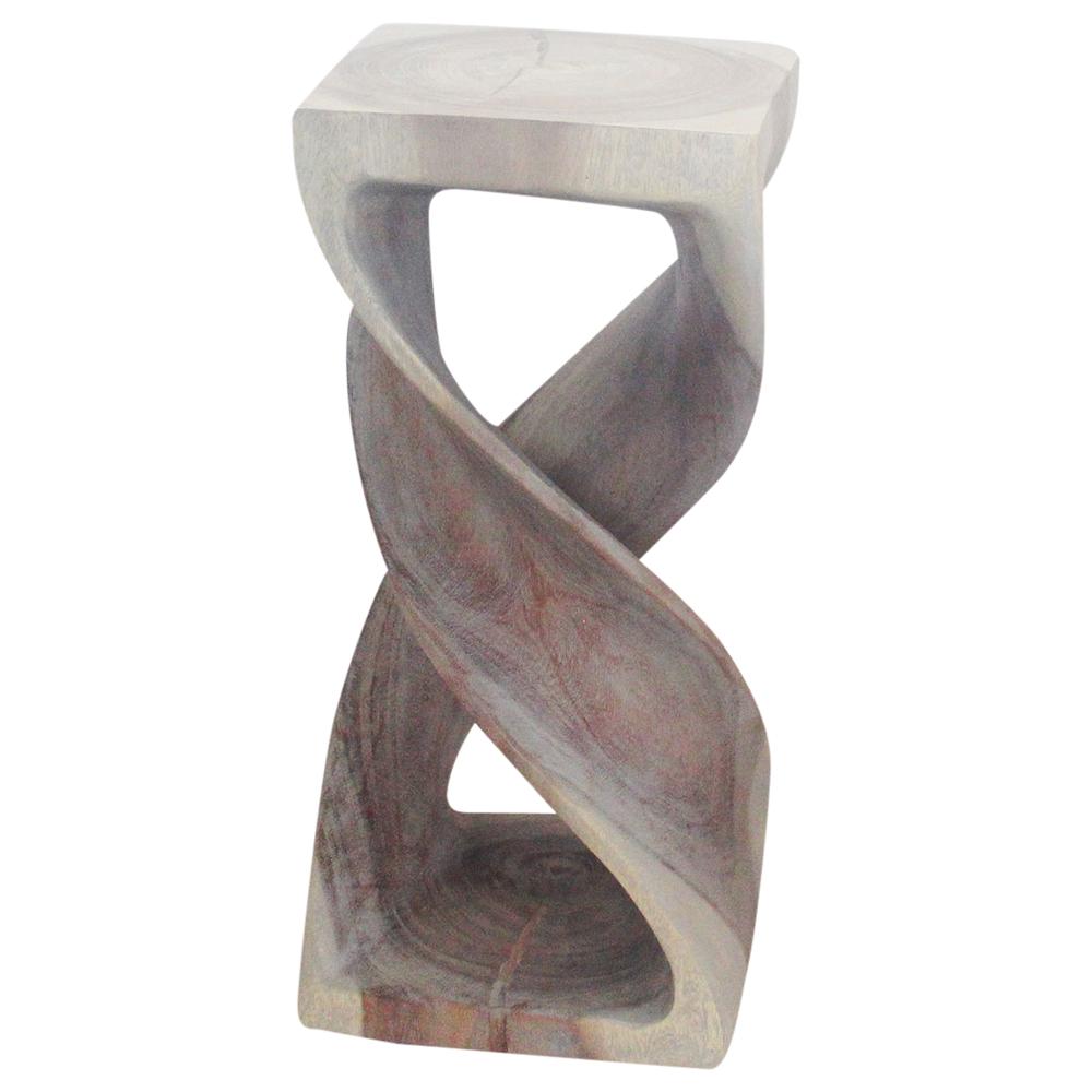 Haussmann® Wood Double Twist Stool Table 12 in SQ x 26 in H Grey Oil - Haussmann Inc