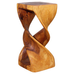 Wood Double Twist Stool Table 12 in SQ x 26 in H Oak Oil