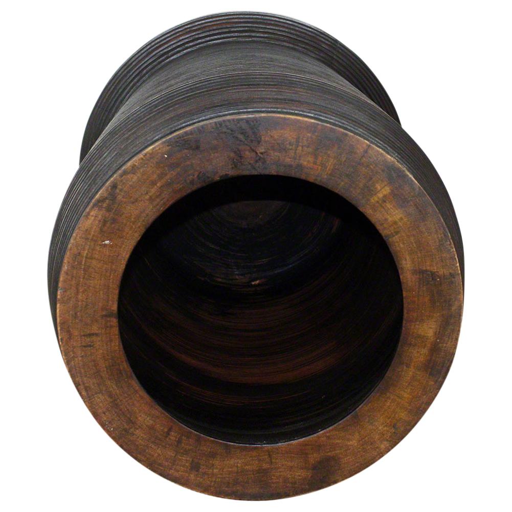 Wood Groovey Round Table Pot 15 D x 20 inch High Mocha Oil
