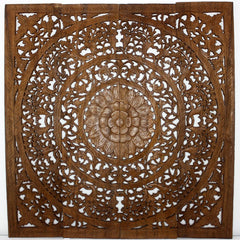 Haussmann® Teak Lotus Panel 48 x 48 inches H-3D  Brown Stain Wax - Haussmann Inc
