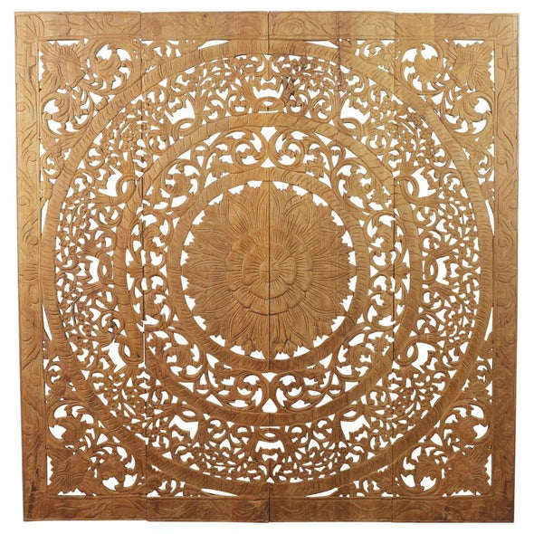 Haussmann® Teak Lotus Panel 48 x 48 inches H-3D  Natural Wax - Haussmann Inc