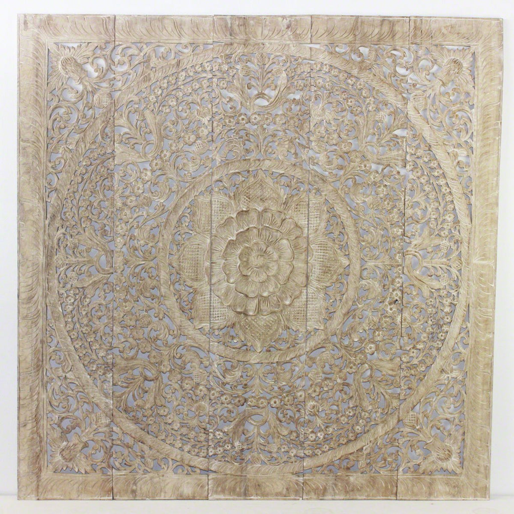 Haussmann® Teak Lotus Panel Inlay 60  x 60 in Sand Washed - Haussmann Inc