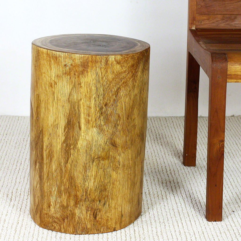 Wood Stump Stool or Stand 11-14 in DIA x 18 in H Walnut Oil