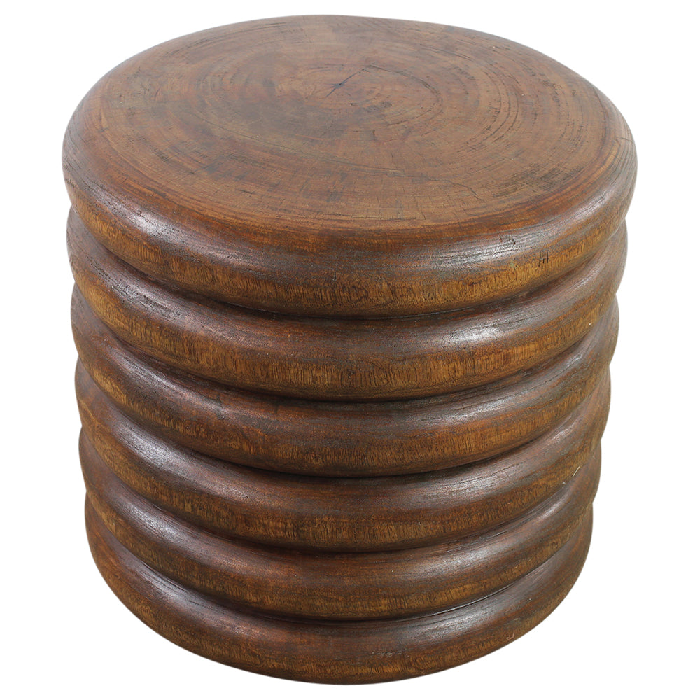 Mango Stacked Rings Table 20 D x 18 in High Antique Oak Oil