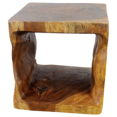 Wood Natural Cube End Sofa Table 16 in x 16 in H Walnut Oil