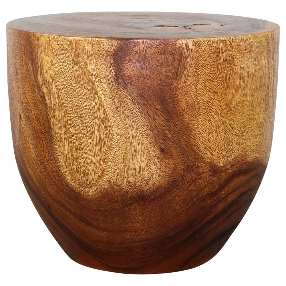 Wood Oval Drum Table 20 in Diameter x 18 in High Walnut Oil