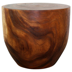 Wood Oval Drum Table 20 in Diameter x 18 in High Walnut Oil