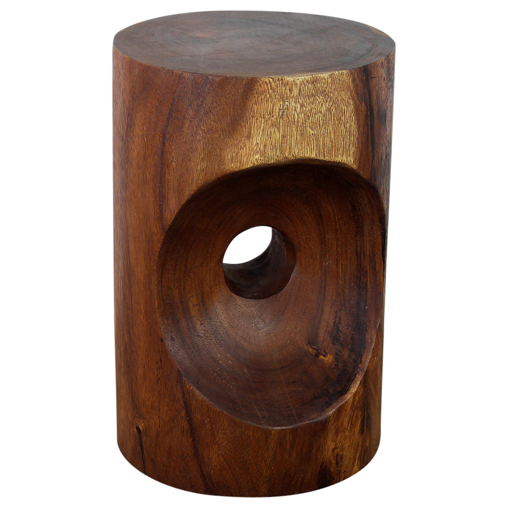 Haussmann® Wood Peephole Table Stool 13 in D x 20 in H Walnut Oil