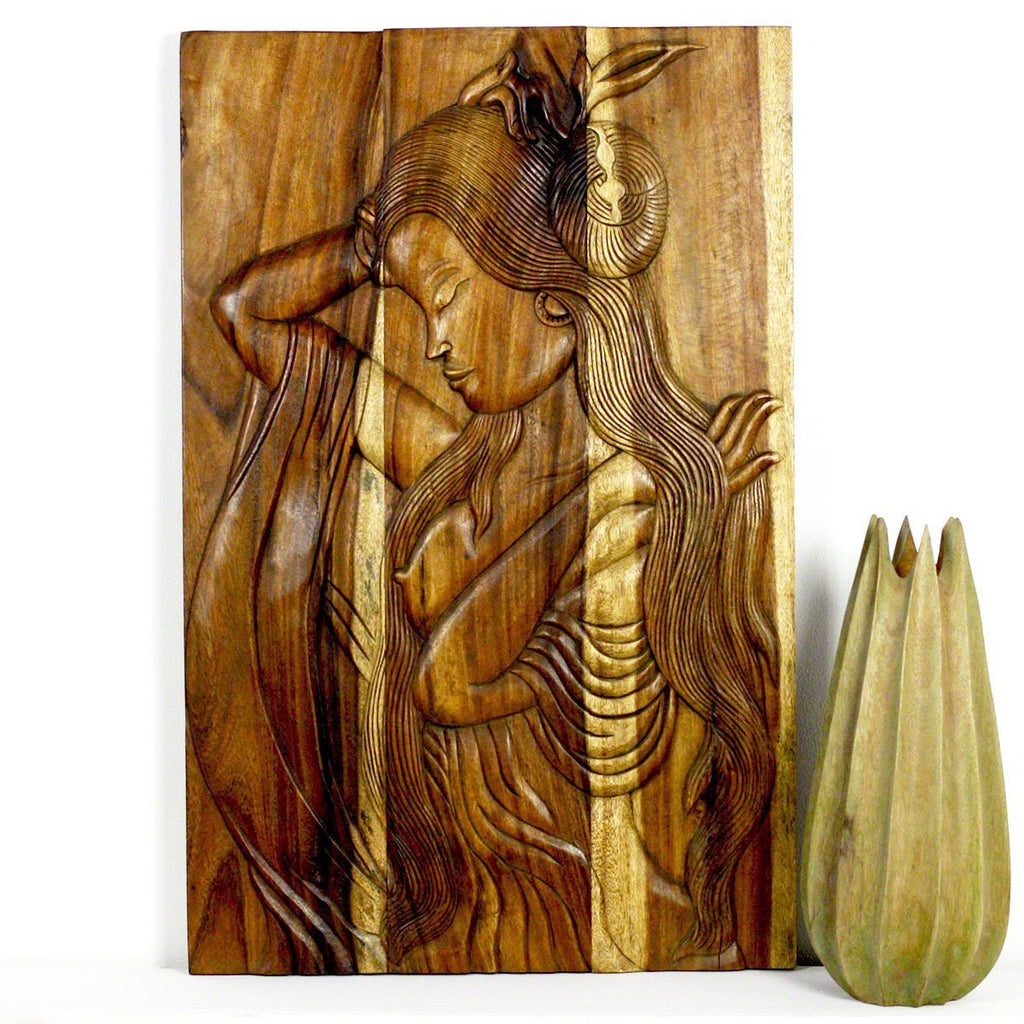 Wood Phuying (Woman) 24 x 36 in H Antique Oak