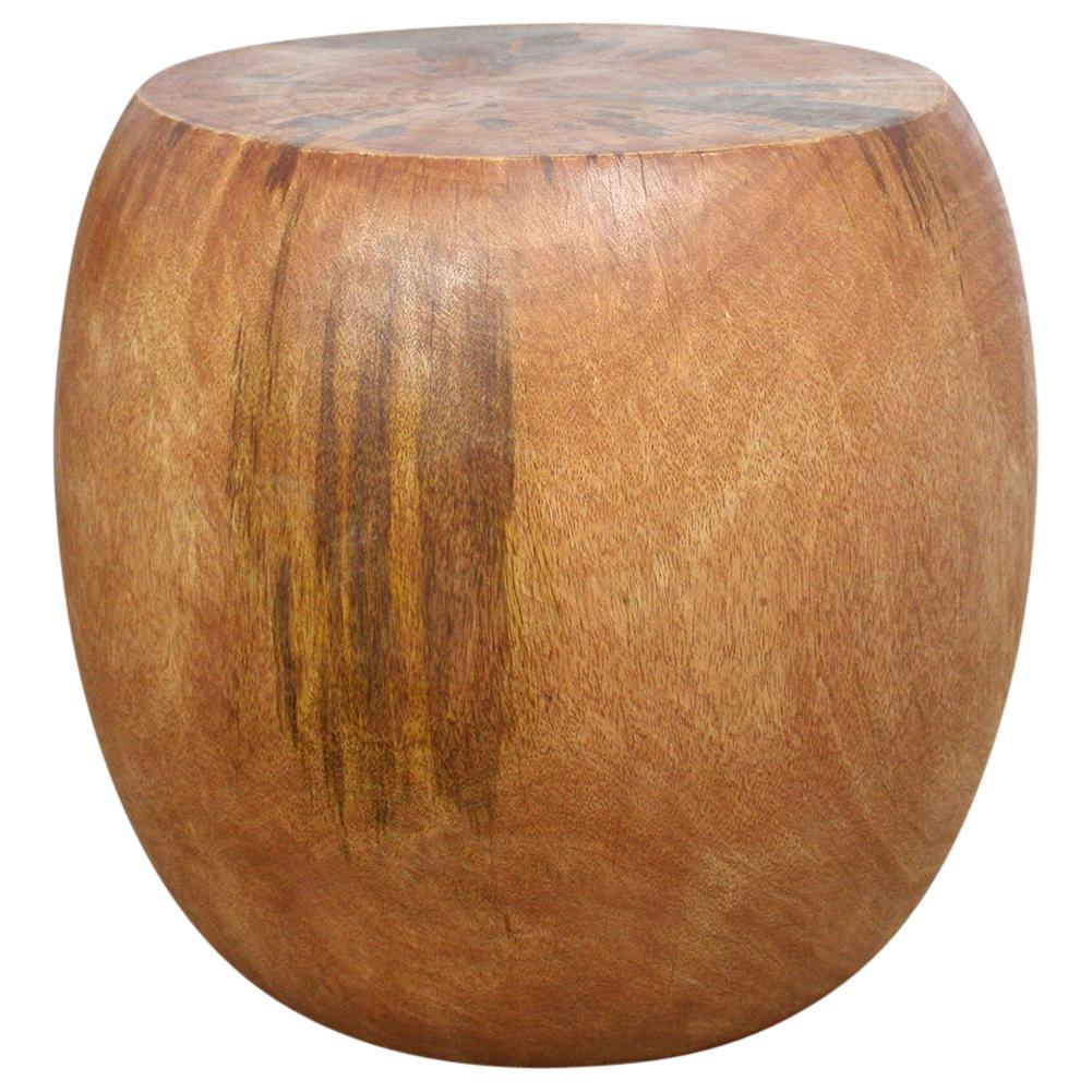 Haussmann® Mango Wood Pouf Stool 20 in DIA x 18 in High Light Teak Oil - Haussmann Inc