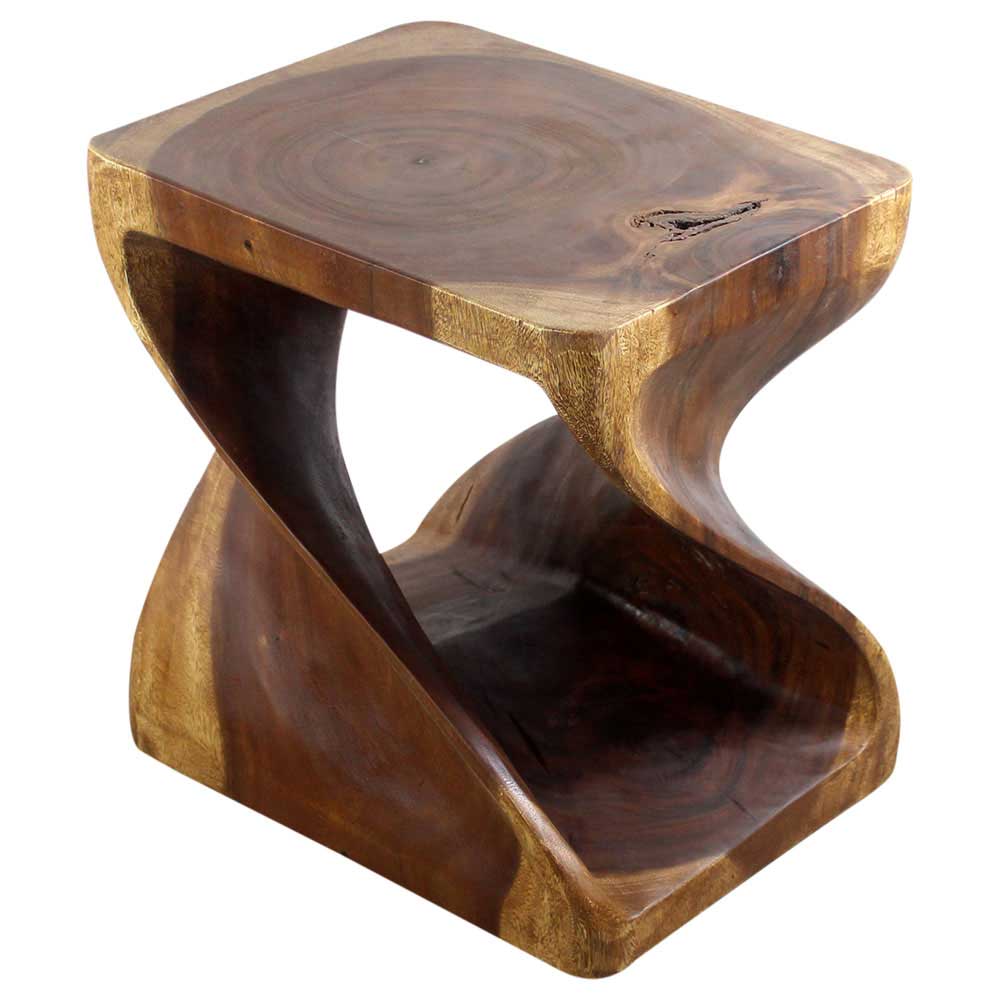 Rectangular Twist End Table 20 x 15 x 20 in High Walnut Oil
