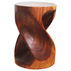 Round Wood Twist Accent Table 14in DIAx20in High Walnut Oil