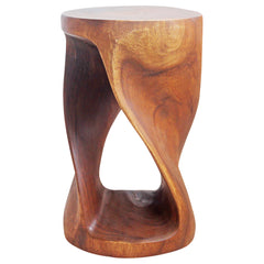 Round Wood Twist Accent Table 14 in DIA x 23 in High Walnut Oil