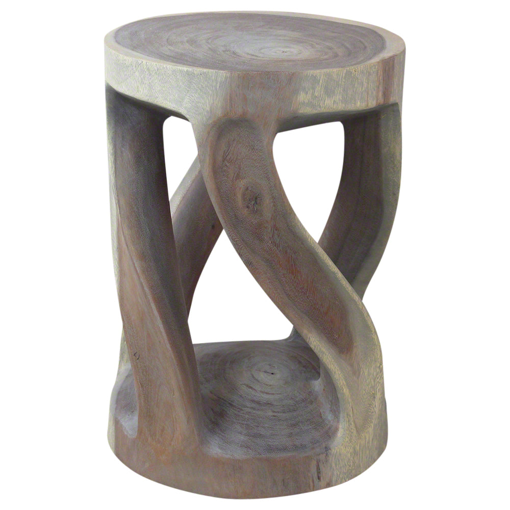 Round Wild Twisted Vine End Table 14 in D x 20 in H Grey Oil
