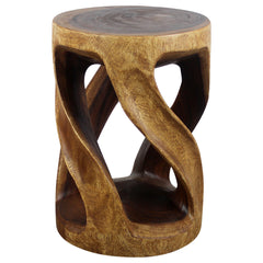 Round Wild Twisted Vine End Table 14 in D x 20 in H Walnut Oil