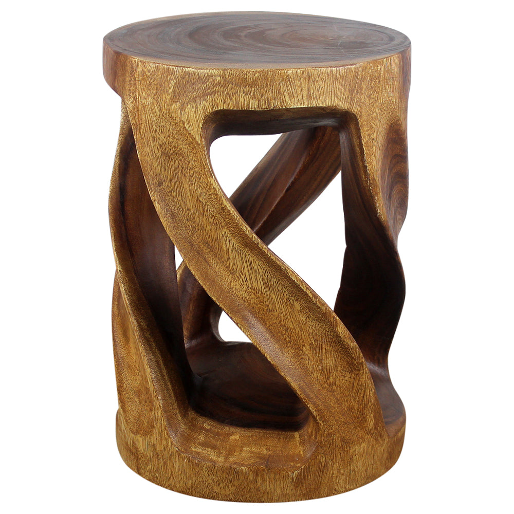 Round Wild Twisted Vine End Table 14 in D x 20 in H Walnut Oil