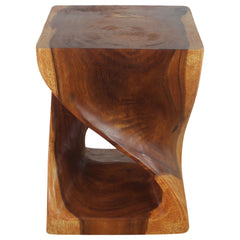 Wood Twist End Table 15 x 15 x 20 in H Cherry Oil
