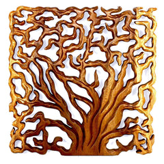 Wood Wall Panels Tree Life Through 18 in x 18 in S/3 Oak