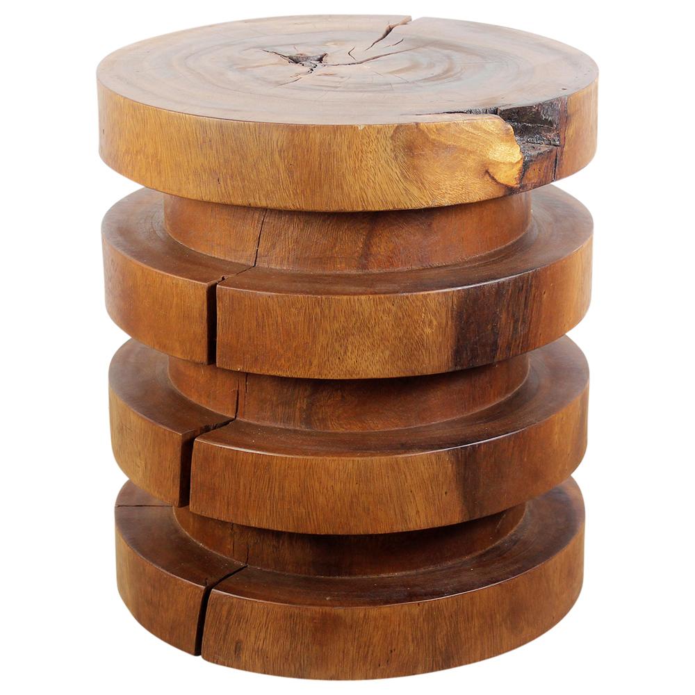 Wood Towering Rings Table 18 in DIA x 20 in H Walnut Oil