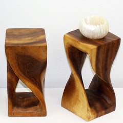 Haussmann® Wood Mini, Twist Stool 4 in SQ x 8 in H S2 Clear Oil - Haussmann Inc