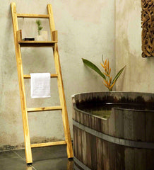 Teak Towel Ladder 18 x 64 in H Adj Shelf Teak Oil